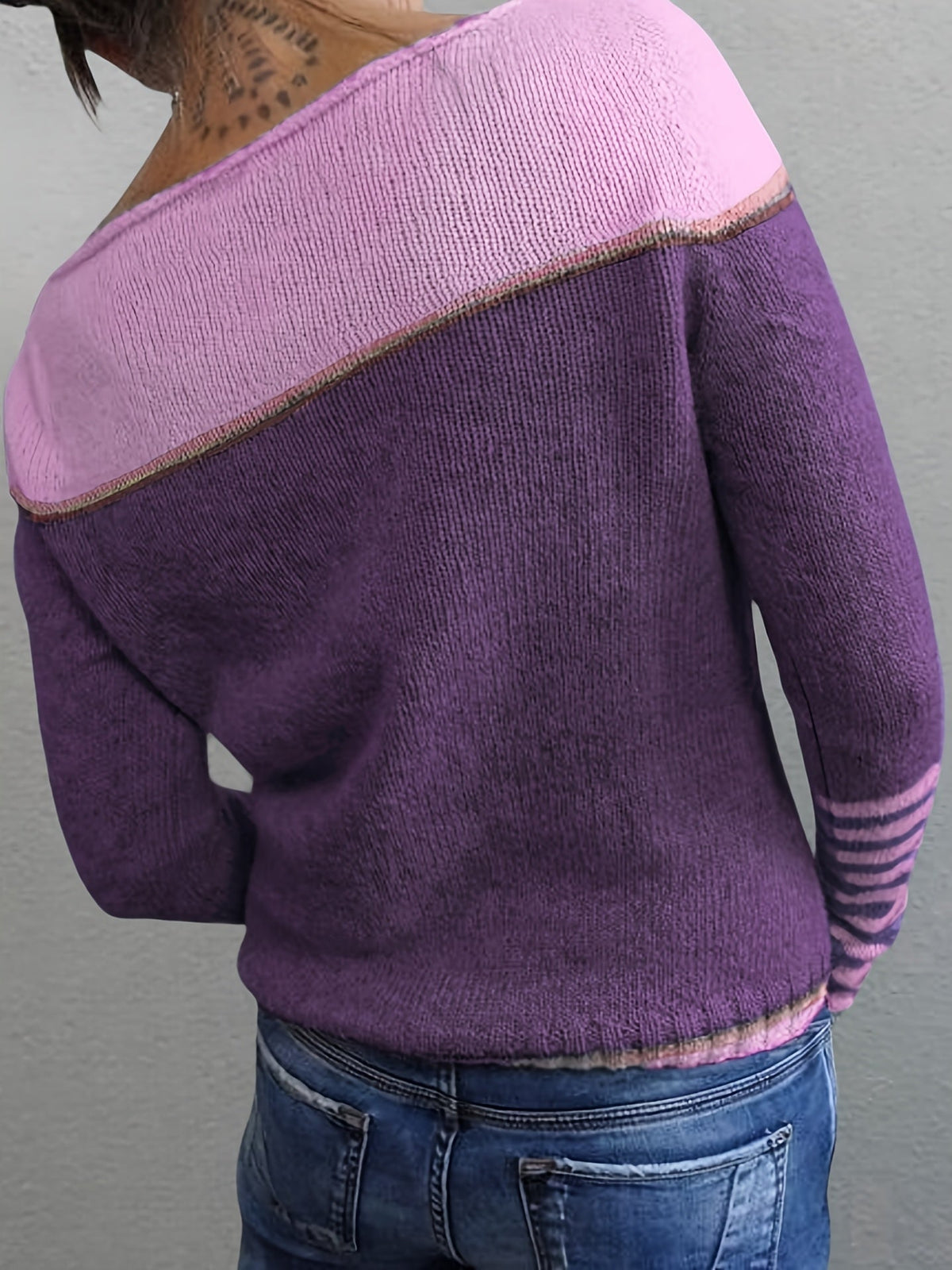 Tavitha | Women's Striped Boat Neck Knit Sweater — Soft Long-Sleeve Pullover with Stripe Cuffs | Westmere