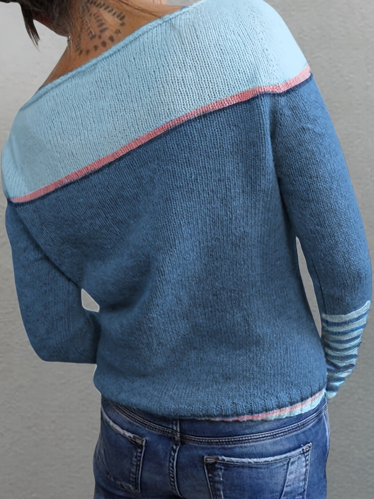 Tavitha | Women's Striped Boat Neck Knit Sweater — Soft Long-Sleeve Pullover with Stripe Cuffs | Westmere