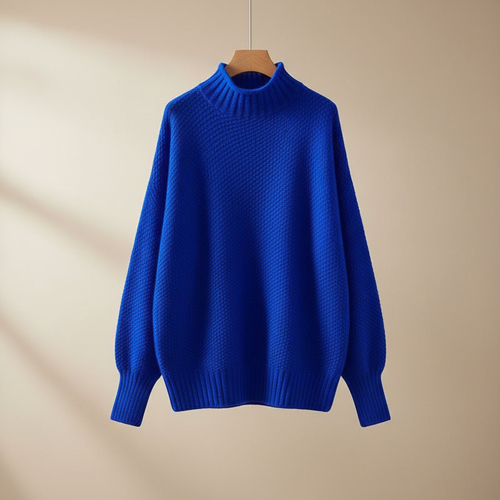 Thalia | Women's Mock Neck Textured Knit Pullover — Waffle-Weave Sweater in 11 Colors | Westmere