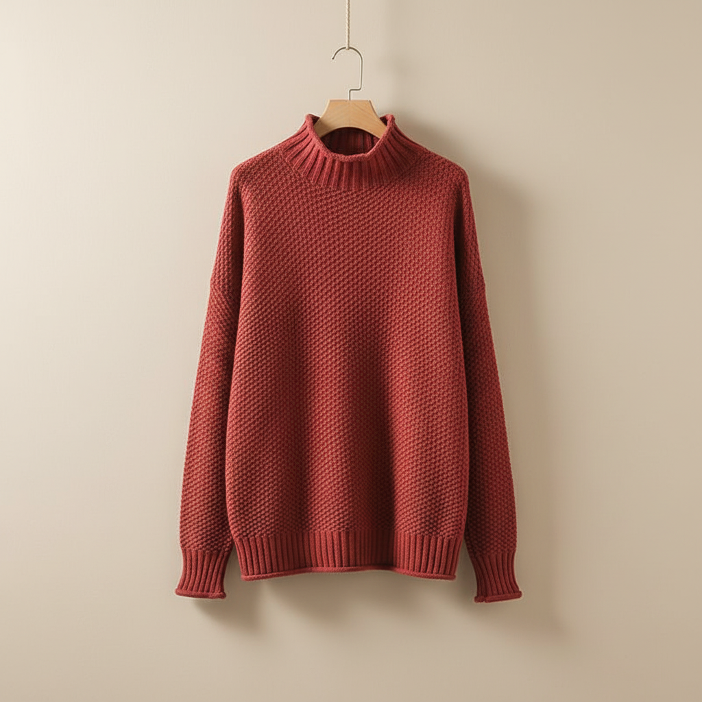Thalia | Women's Mock Neck Textured Knit Pullover — Waffle-Weave Sweater in 11 Colors | Westmere