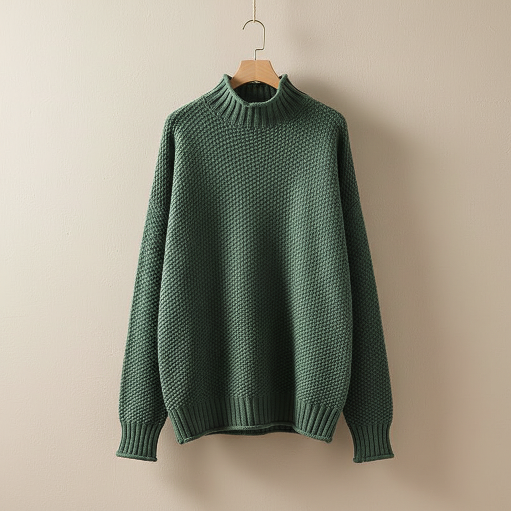 Thalia | Women's Mock Neck Textured Knit Pullover — Waffle-Weave Sweater in 11 Colors | Westmere