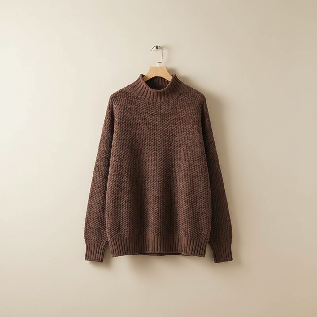 Thalia | Women's Mock Neck Textured Knit Pullover — Waffle-Weave Sweater in 11 Colors | Westmere