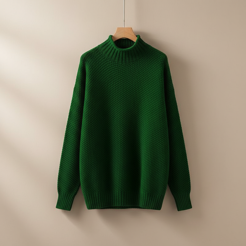 Thalia | Women's Mock Neck Textured Knit Pullover — Waffle-Weave Sweater in 11 Colors | Westmere