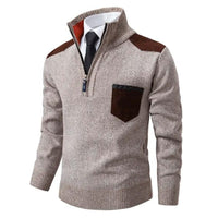 Tiesto | Mens Pullover Sweater with Collar and Chest Pocket | Comfortable Fit | Beige, Navy and More Sizes M-4XL