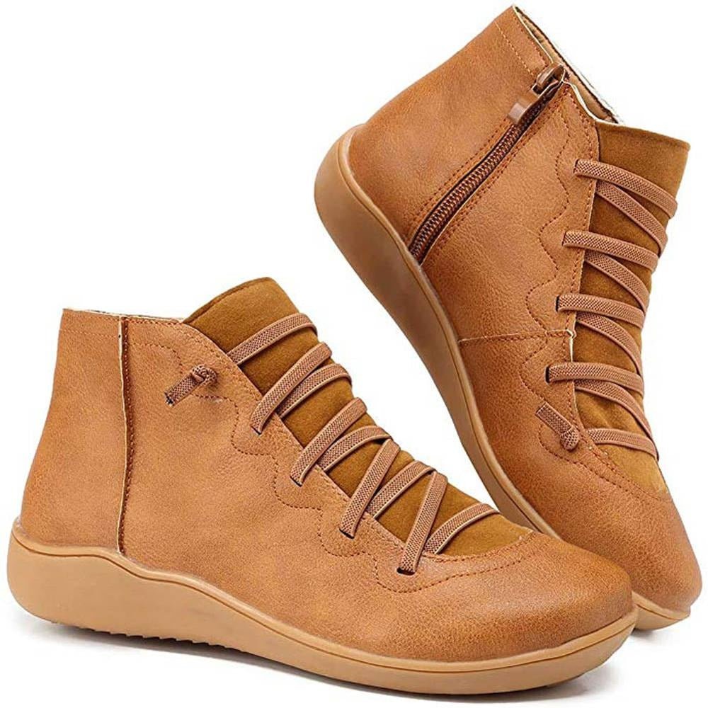 Kayla Womens Cushioned Ankle Boots for All-Day Comfort in Brown