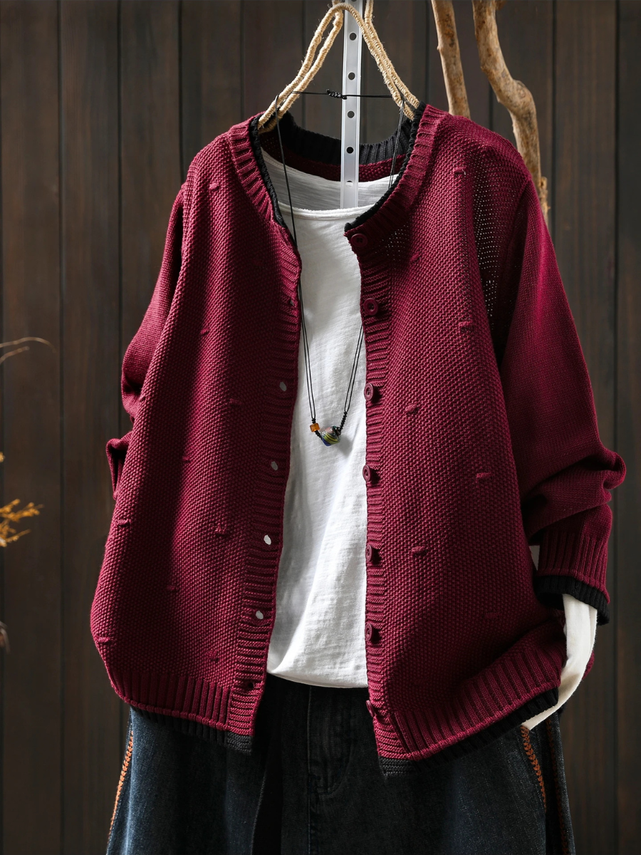 Veldara | Women's Oversized Chunky Knit Cardigan — Button-Front Textured Layer in 8 Colors | Westmere
