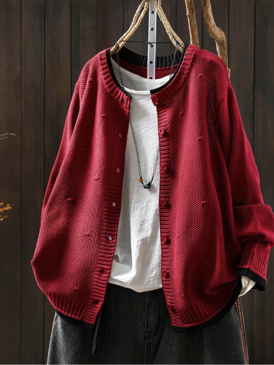 Veldara | Women's Oversized Chunky Knit Cardigan — Button-Front Textured Layer in 8 Colors | Westmere
