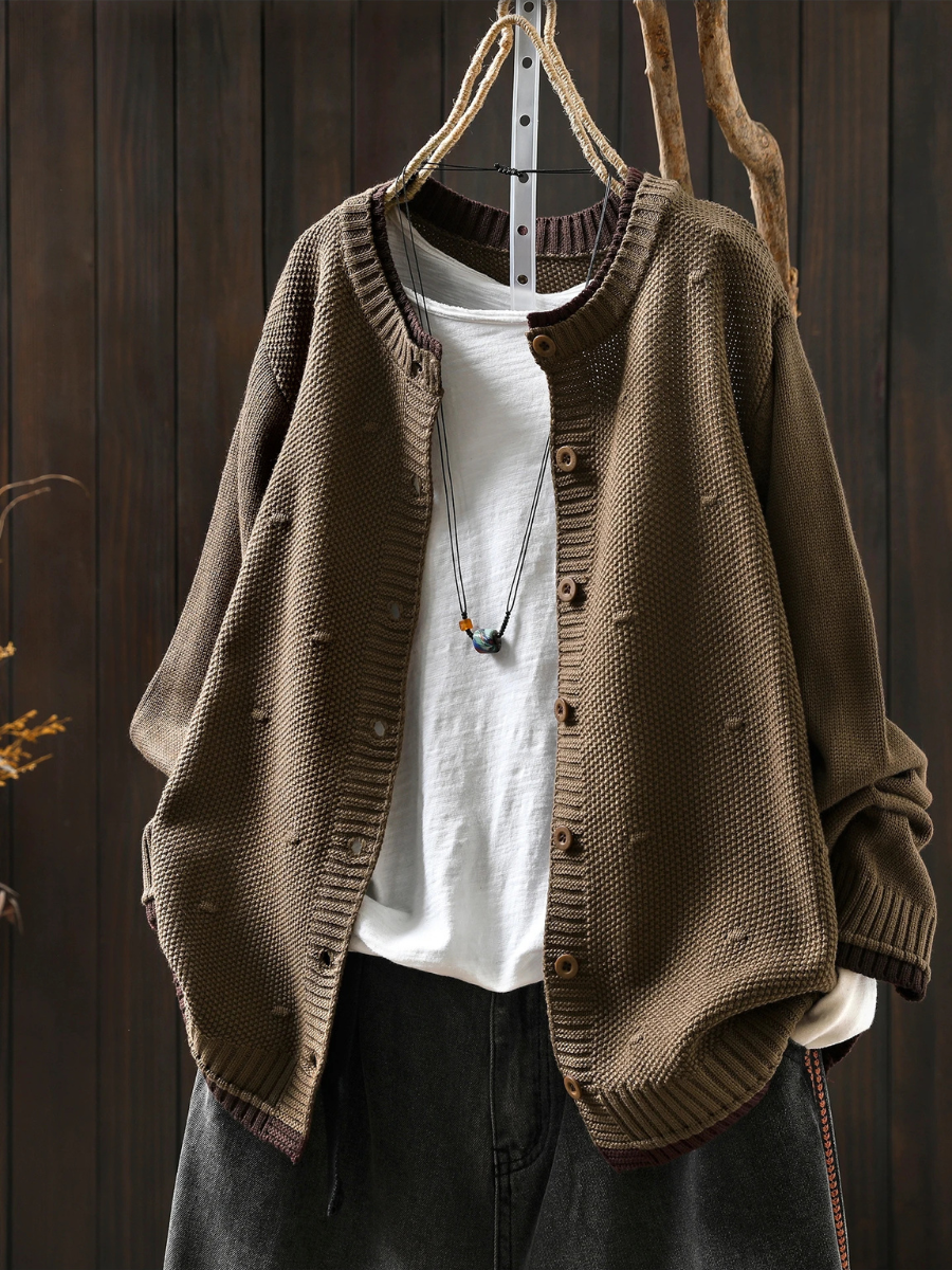Veldara | Women's Oversized Chunky Knit Cardigan — Button-Front Textured Layer in 8 Colors | Westmere