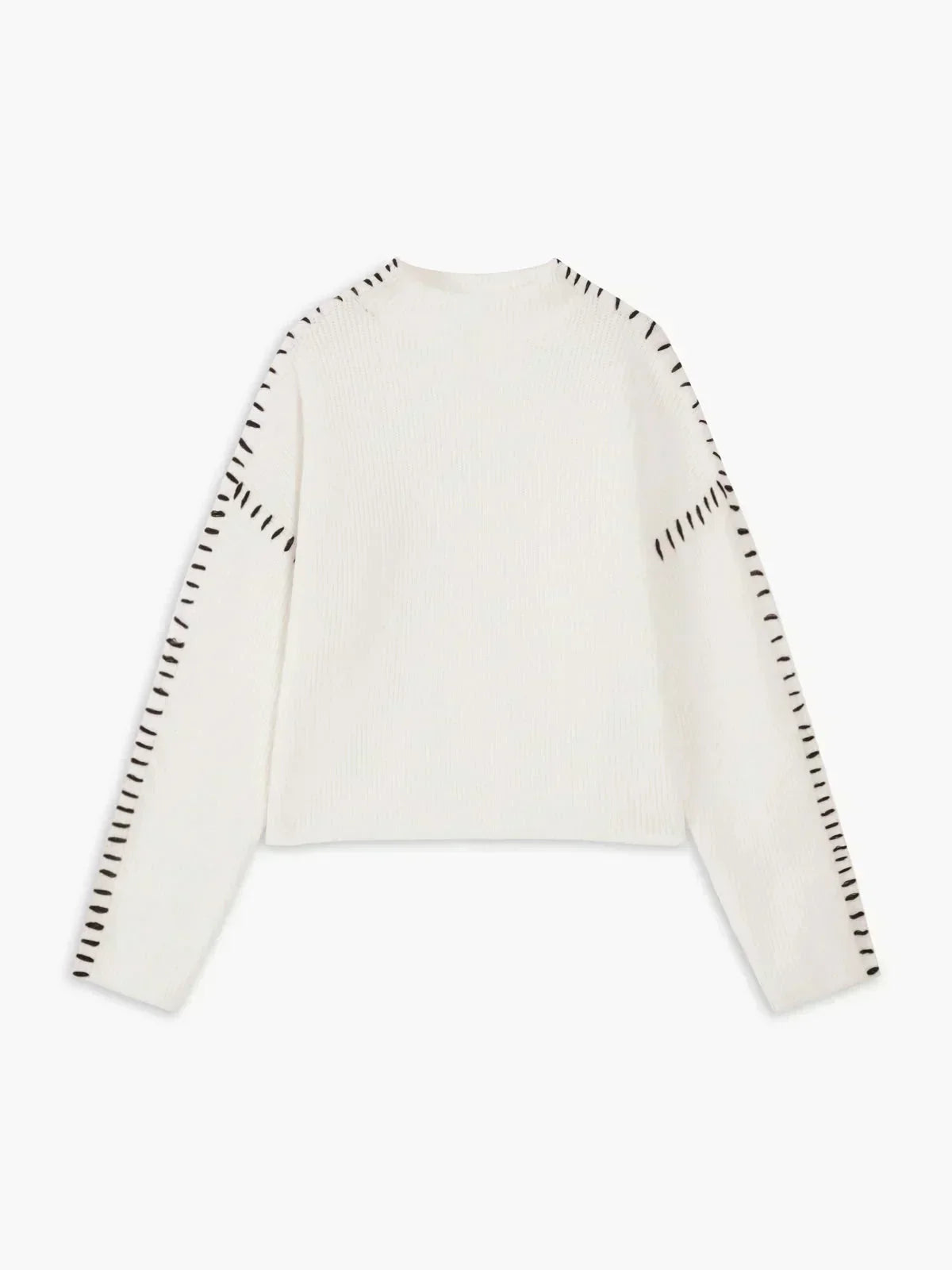 Verity | Women's Oversized Mock Neck Sweater — Chunky Knit with Contrast Whipstitch Trim | Westmere