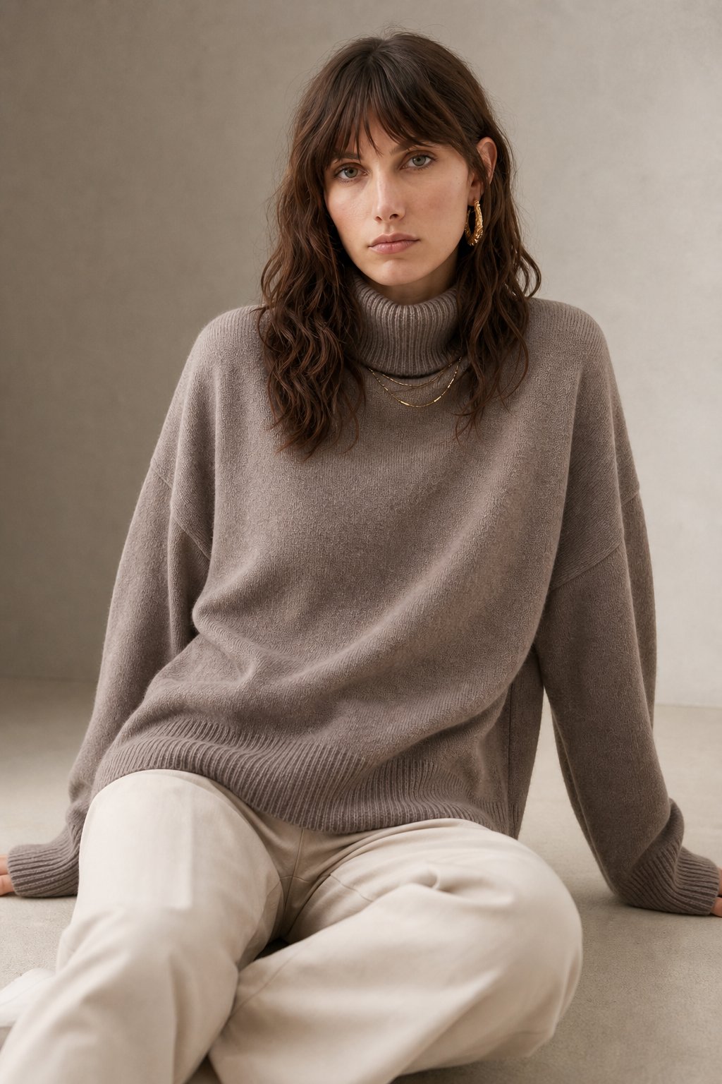 Sabrina Womens Oversized Turtleneck Sweater
