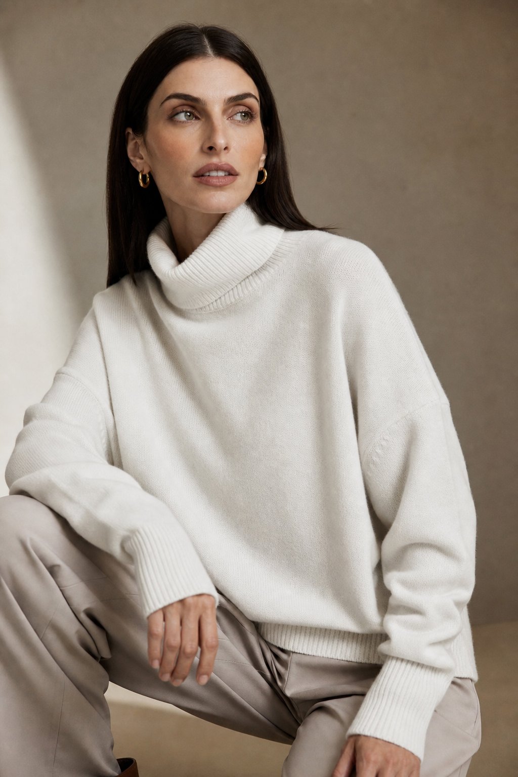 Sabrina Womens Oversized Turtleneck Sweater