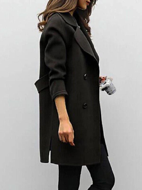 Mette Womens Double-Breasted Coat, Wool Blend