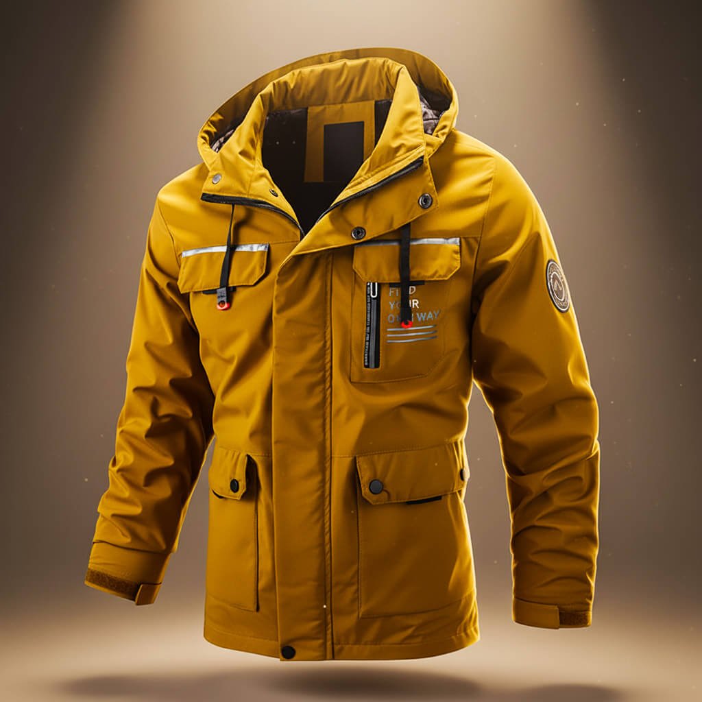 Evan Mens Hooded Winter Jacket in Mustard Yellow