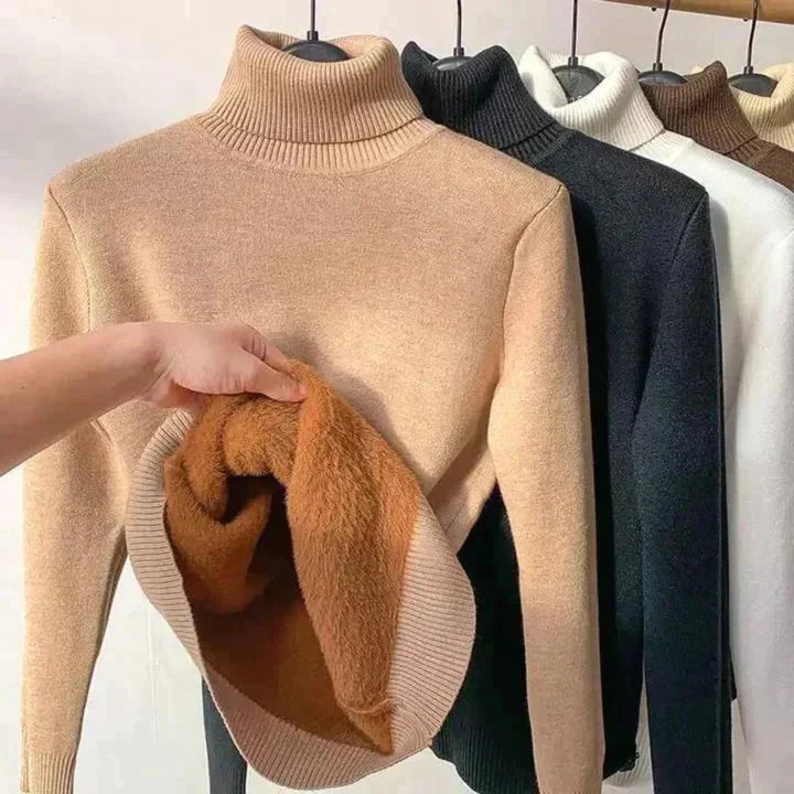 Zephyrine | Women's Fleece-Lined Turtleneck Sweater — Plush Interior Warm Winter Pullover in 6 Colors | Westmere