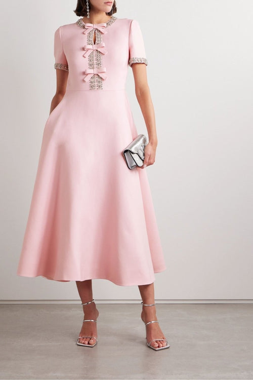 Aria™ | Midi Dress with Knot Detail Decorated with Crystals